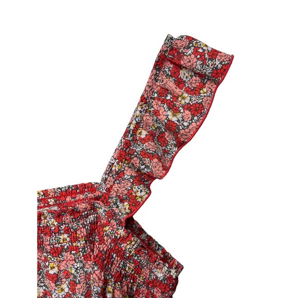 Loft Top Womens Size Medium Shirt Sleeveless Tank Blouse Floral Boho Orange Pink - Picture 5 of 11